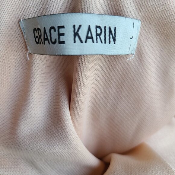 Grace Karin Peachy Pink Keyhole Halter Glitter Sequin Top - Picture 7 of 8